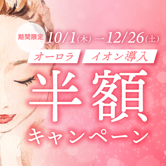 オーロラ・イオン導入半額キャンペーン10月1日（木）～12月26日（土）